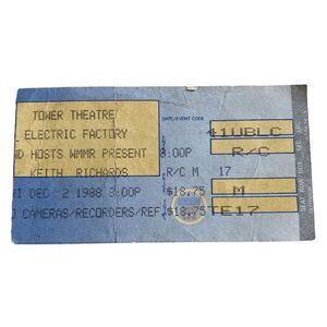 KEITH RICHARDS & THE X-PENSIVE‎ WINOS TOWER THEATRE DEC 2 1988 Ticket Stub